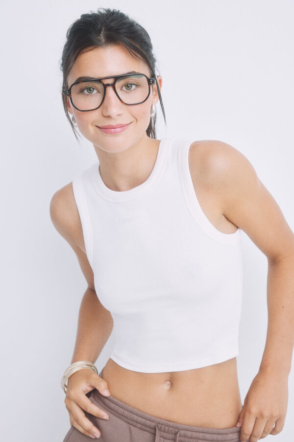 HI&BYE Crop top algod&oacute;n marfil marfil