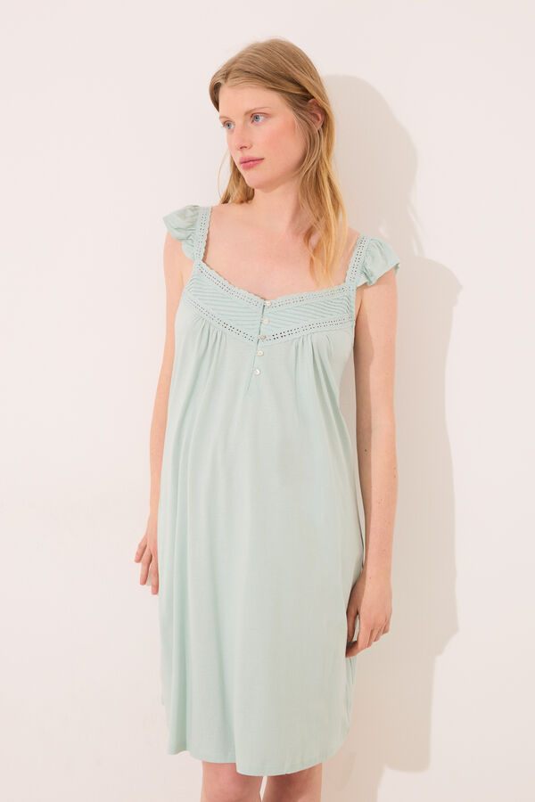 Women'secret Camis&oacute;n "maternity" midi pechera plisada verde