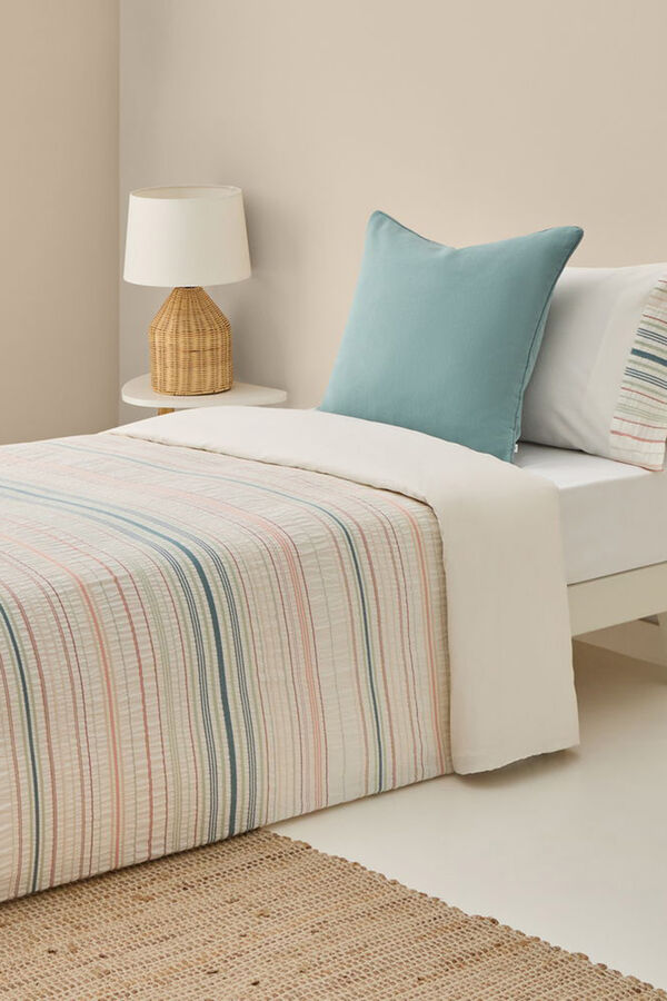 Textura Capa de edredom riscas Seersucker estampado