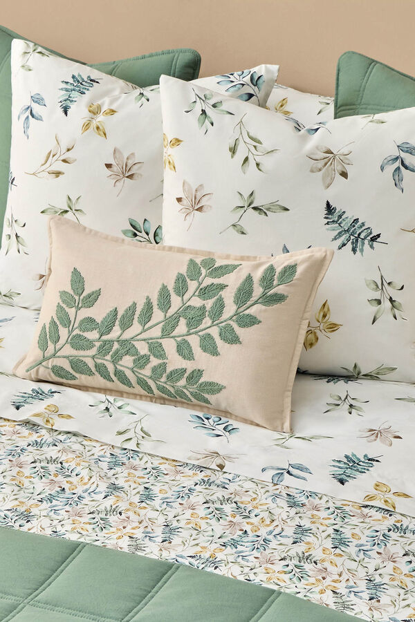 Textura Folhas de capa de edred&atilde;o de algod&atilde;o no galho verde