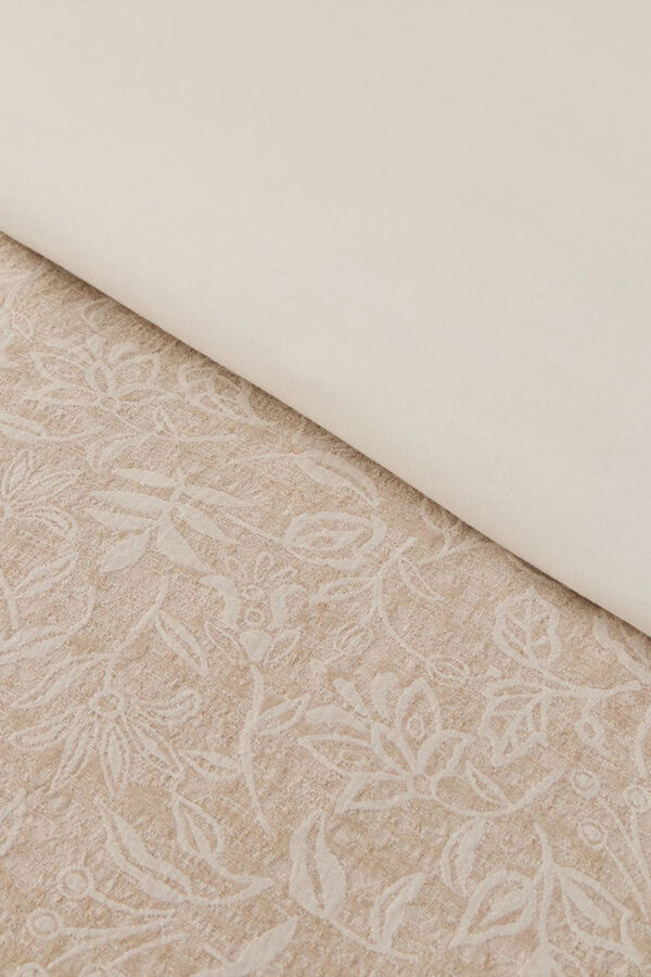 Textura Capa de edred&atilde;o com estrutura floral bege