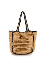 Abbacino Capazo de playa trenzado negro beige