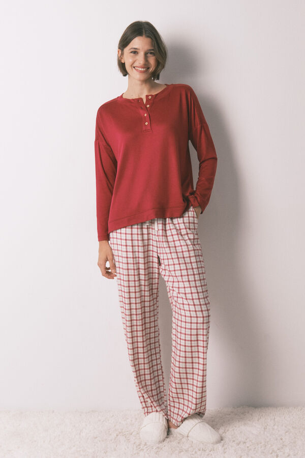 Women'secret Camiseta manga larga punto ante rojo rojo