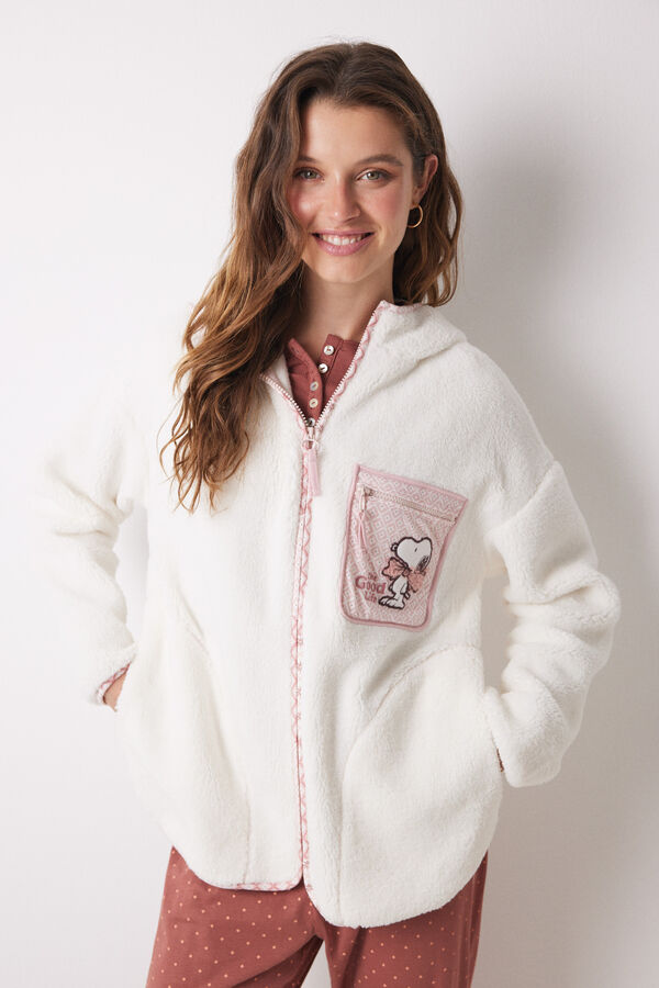 Women'secret Bata corta borreguito blanco Snoopy rosa