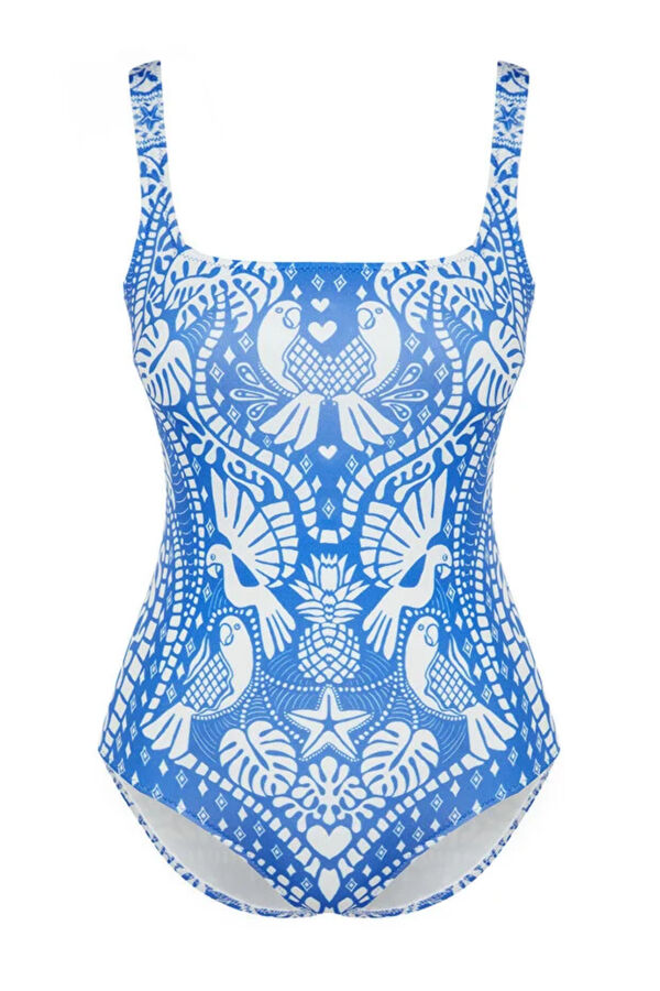 Trendyol Fato de banho reto com estampado tropical estampado