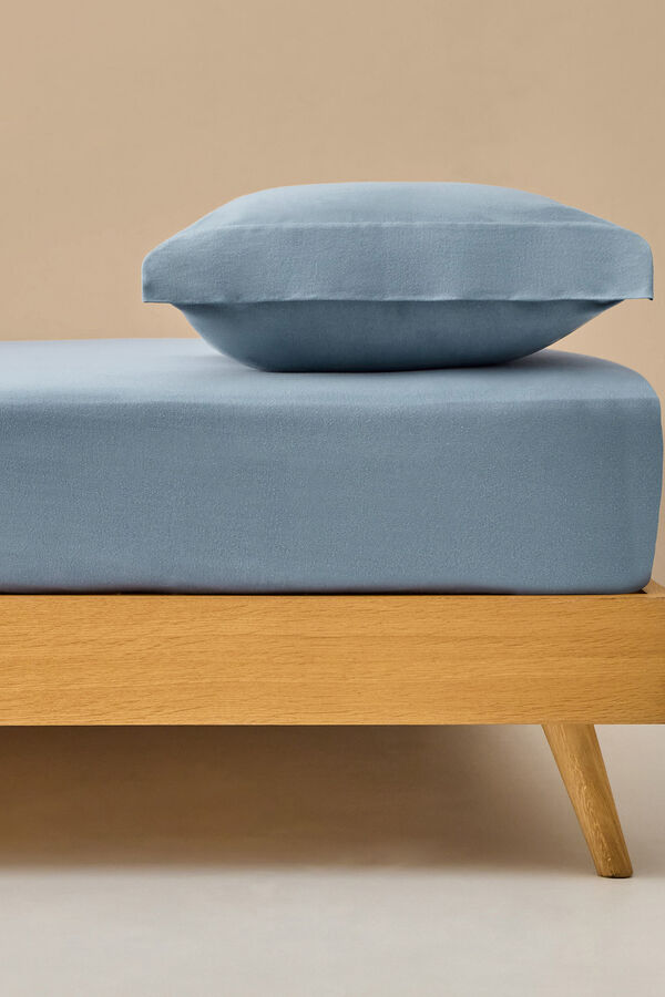 Textura Malha justa em malha de algod&atilde;o sustent&aacute;vel azul