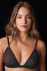 Women'secret Suti&atilde; triangular NATURAL com detalhes em glitter preto