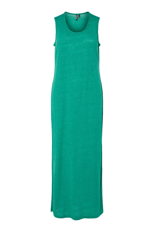 Pieces Vestido longo de lurex verde
