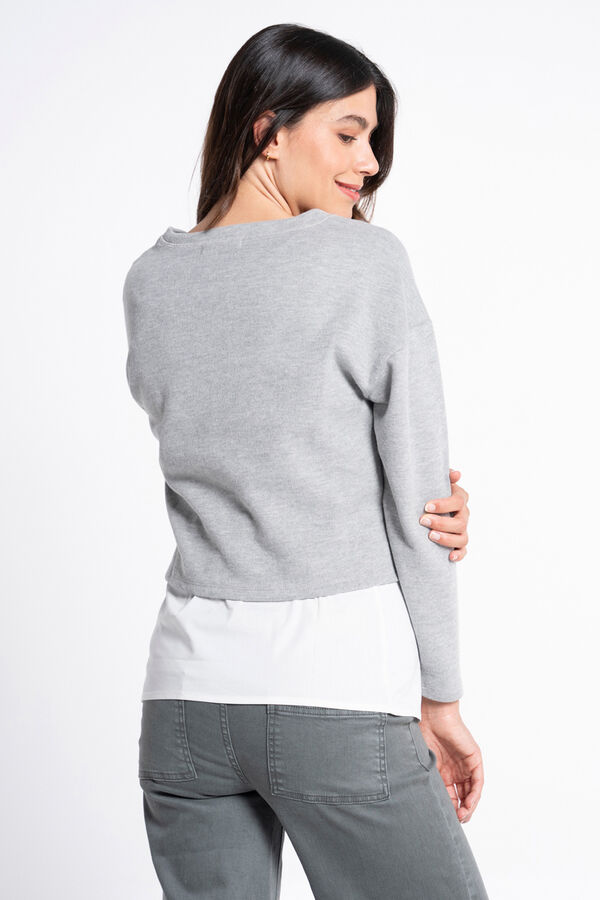 Ohma! Su&eacute;ter premam&aacute; con camisa falsa gris