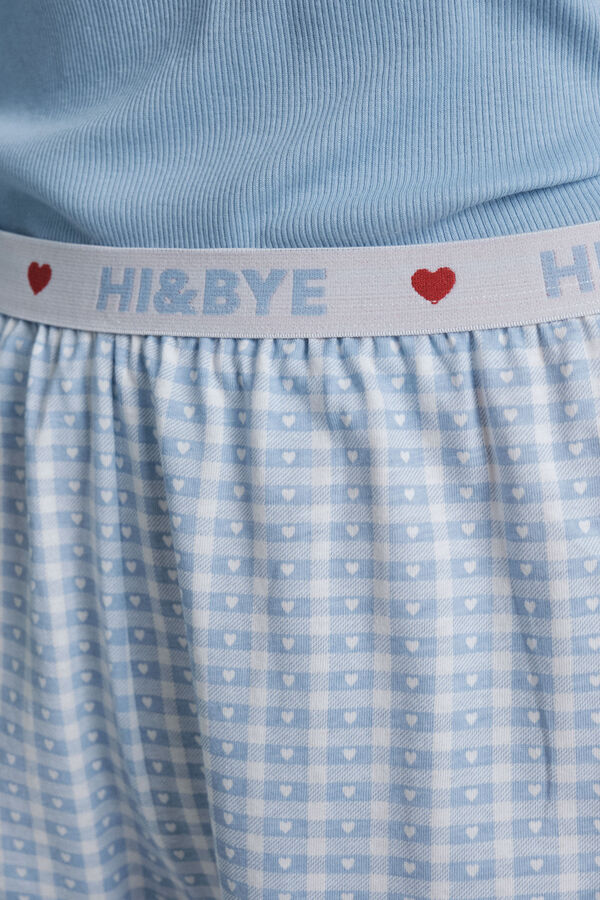 HI&BYE Pijama comprido com xadrez azul  azul