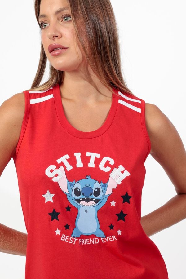 Admas Pijama curto sem mangas Stitch vermelho