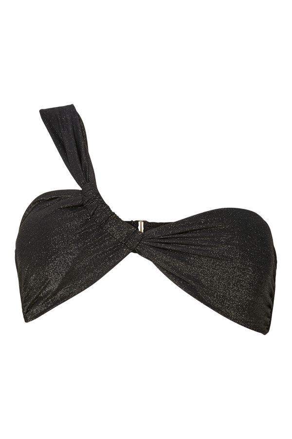 Pieces Top biqu&iacute;ni de um ombro com glitter preto