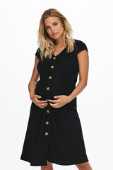 Only Maternity Vestido midi maternity con botones negro