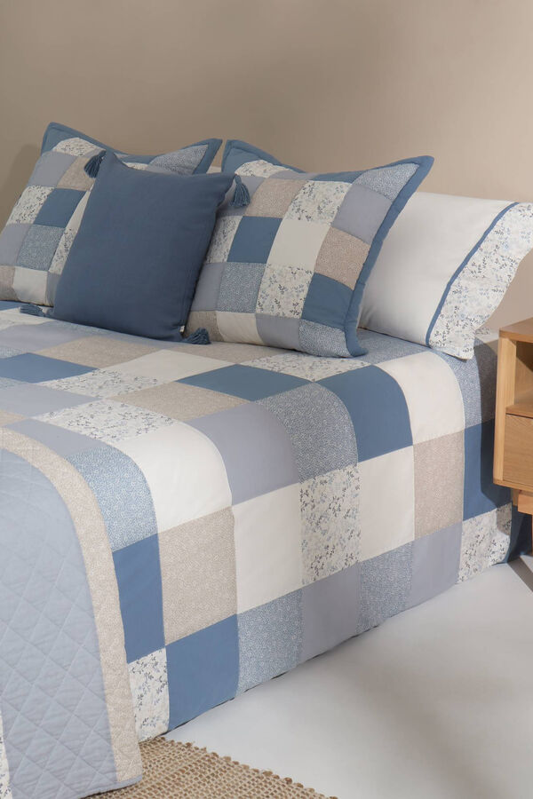 Textura Funda n&oacute;rdica patchwork algod&oacute;n. Cama 105-110cm. azul