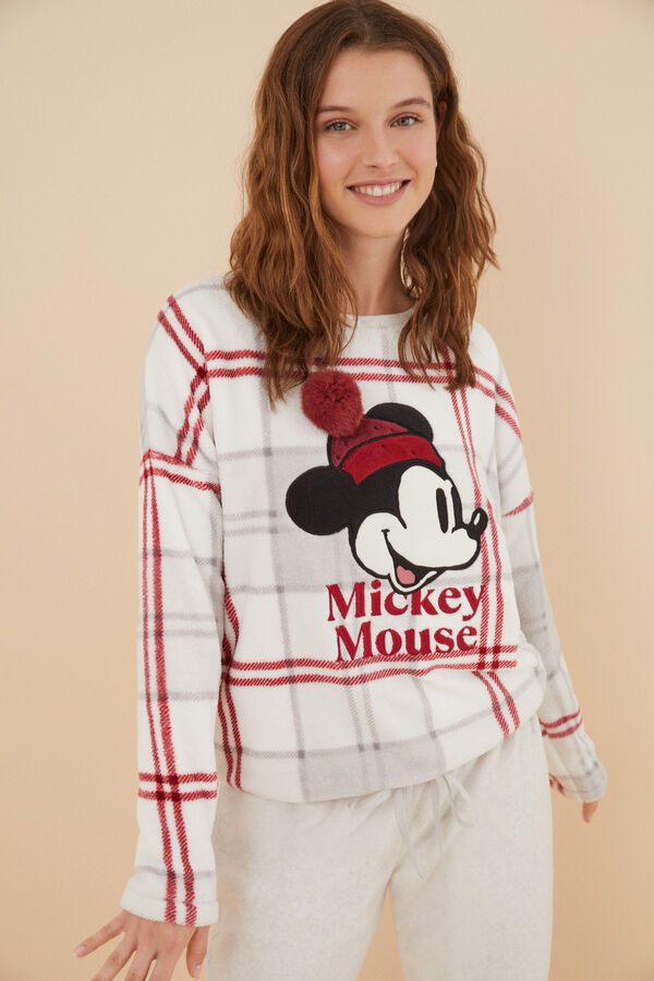 Women'secret Pijama polar 3D Mickey Mouse gris