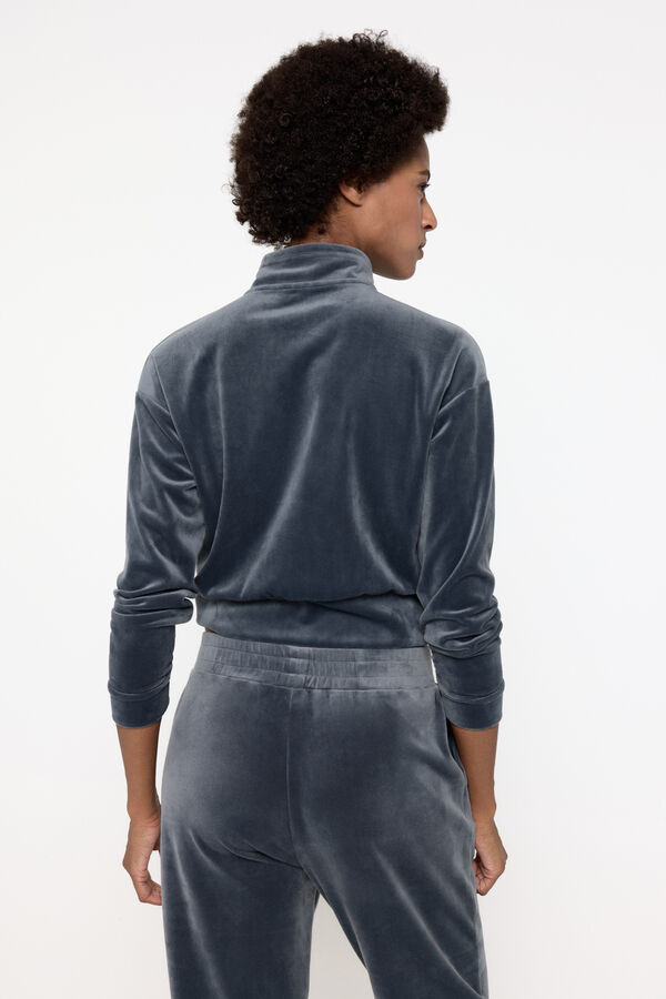 Only Play Sudadera cuello alto terciopelo gris