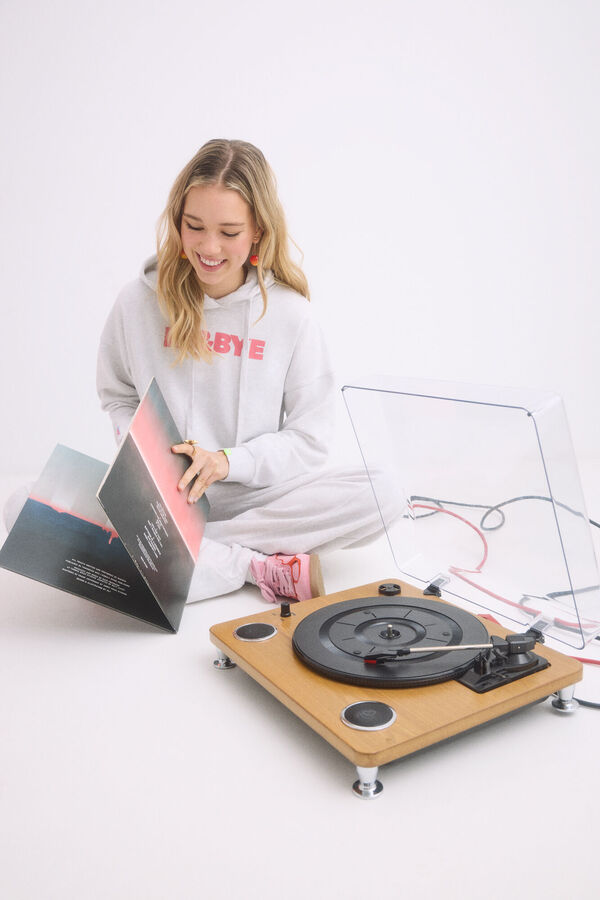 HI&BYE Sweatshirt de capuz de algod&atilde;o cinza cinzento