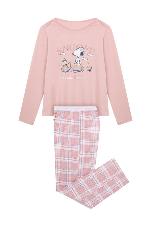 Women'secret Pijama largo 100% algod&oacute;n rosa Snoopy rosa