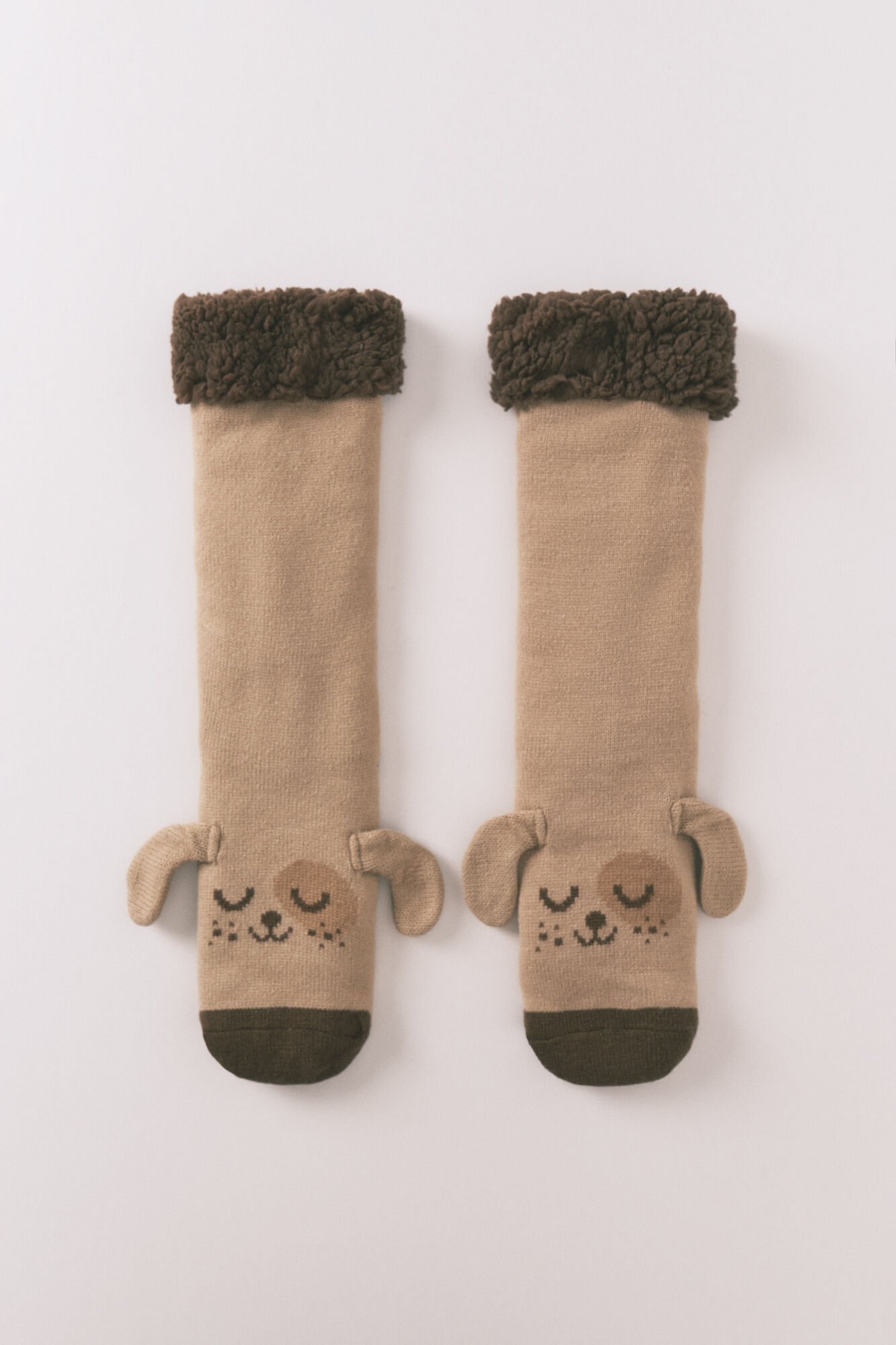 Women'secret Calcetines largos tricot marr&oacute;n print perro
