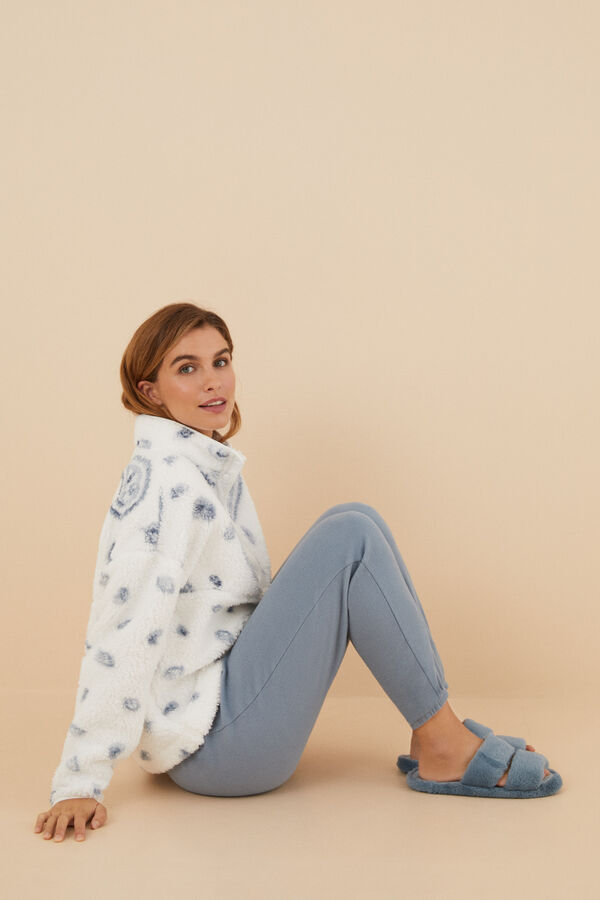 Women'secret Pijama largo borreguito y polar Paisley estampado