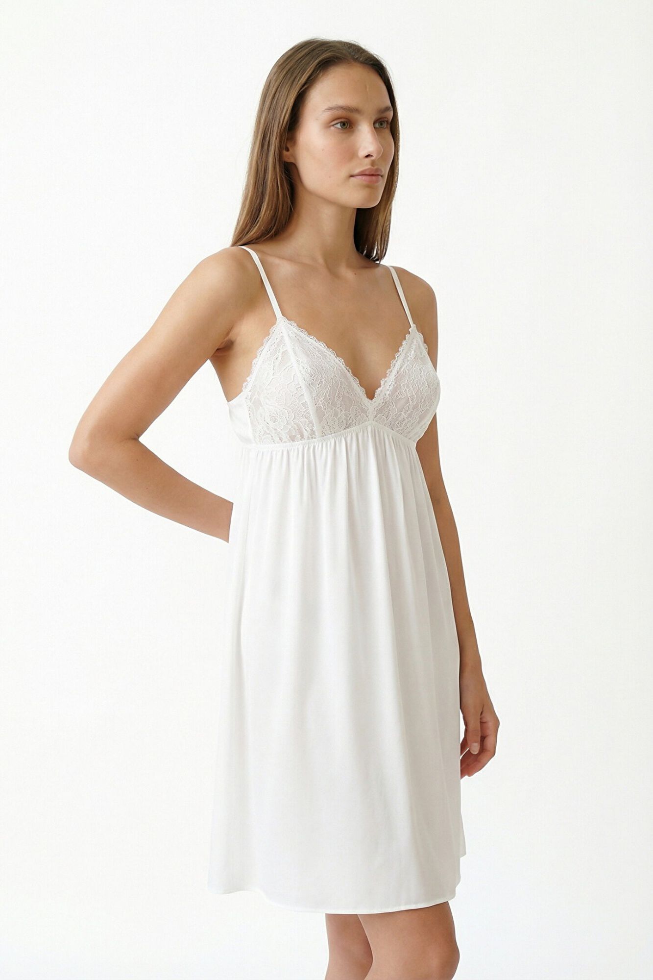 Penti Camisa de dormir de noiva com renda