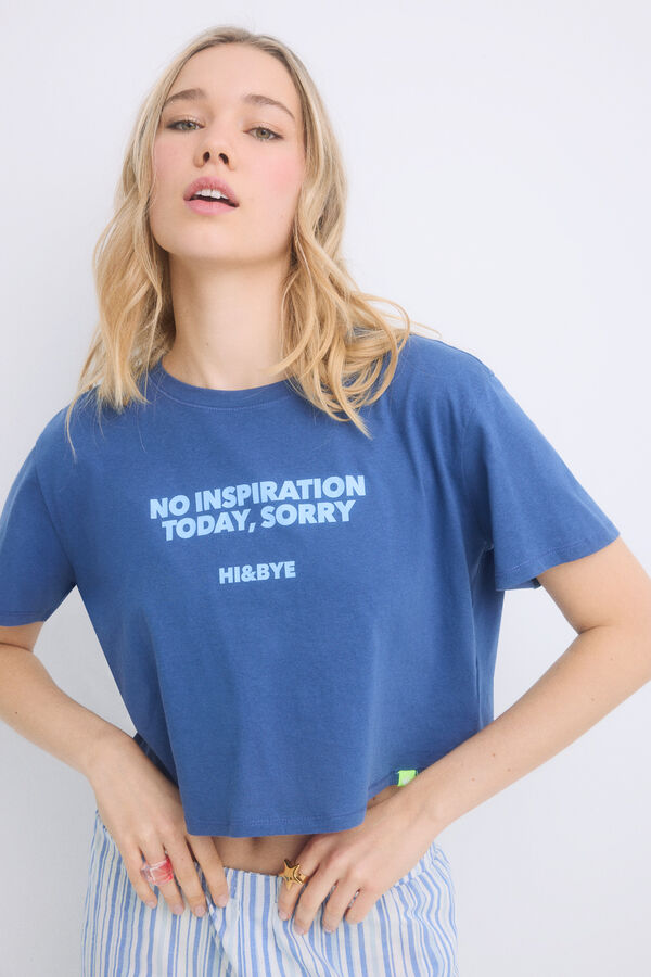 HI&BYE Pijama 100% algodão riscas azul azul