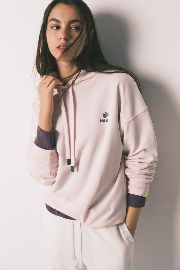 HI&BYE Sweatshirt com capuz em algod&atilde;o felpado rosa rosa