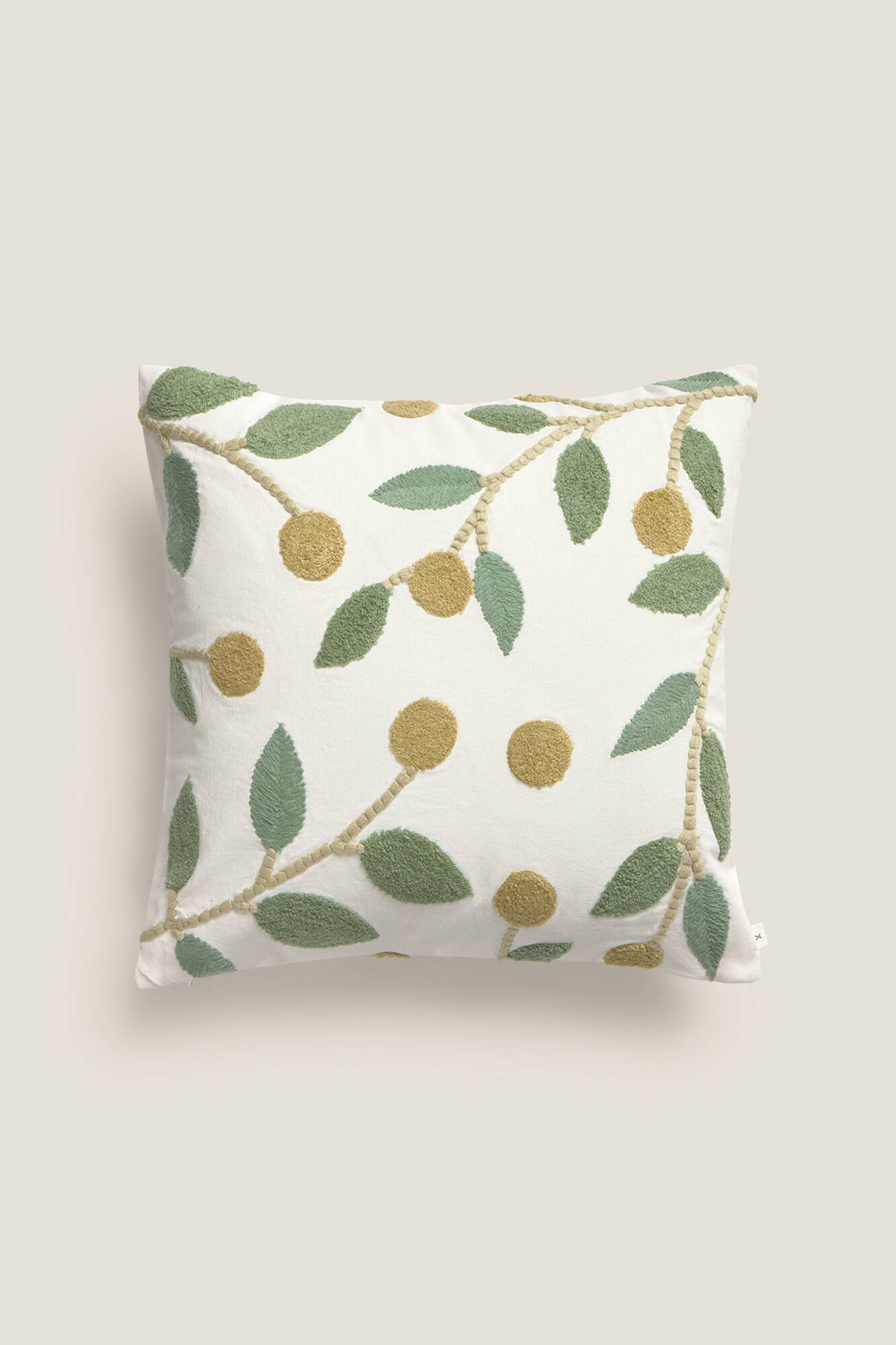 Textura Capa de almofada com folhas bordadas