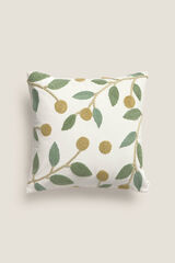 Textura Capa de almofada com folhas bordadas branco