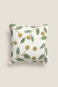 Textura Capa de almofada com folhas bordadas