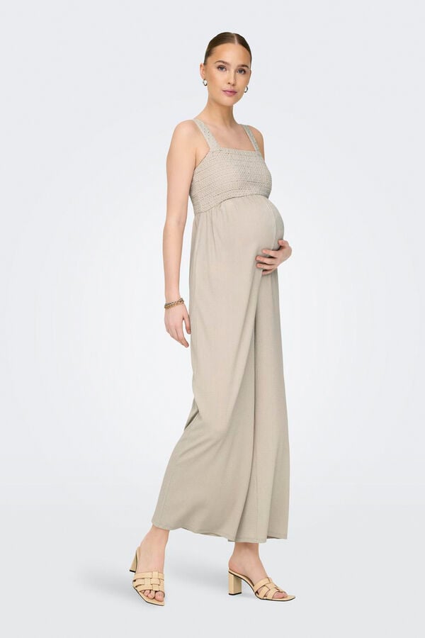 Only Maternity Mono largo maternity fruncido gris
