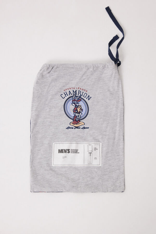 Women'secret Pijama largo hombre 100% algod&oacute;n Looney Tunes gris