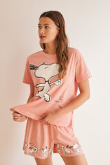 Women'secret Pijama corto 100% algod&oacute;n rosa Snoopy rosa