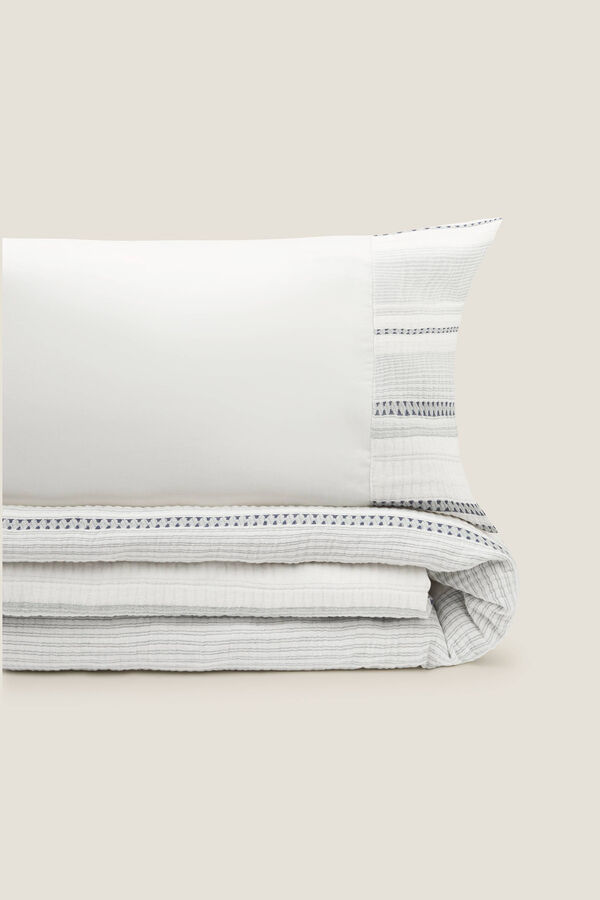 Textura Capa nórdica algodão textura riscas azul