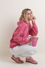 HI&BYE Sweatshirt com capuz de pel&uacute;cia f&uacute;csia rosa
