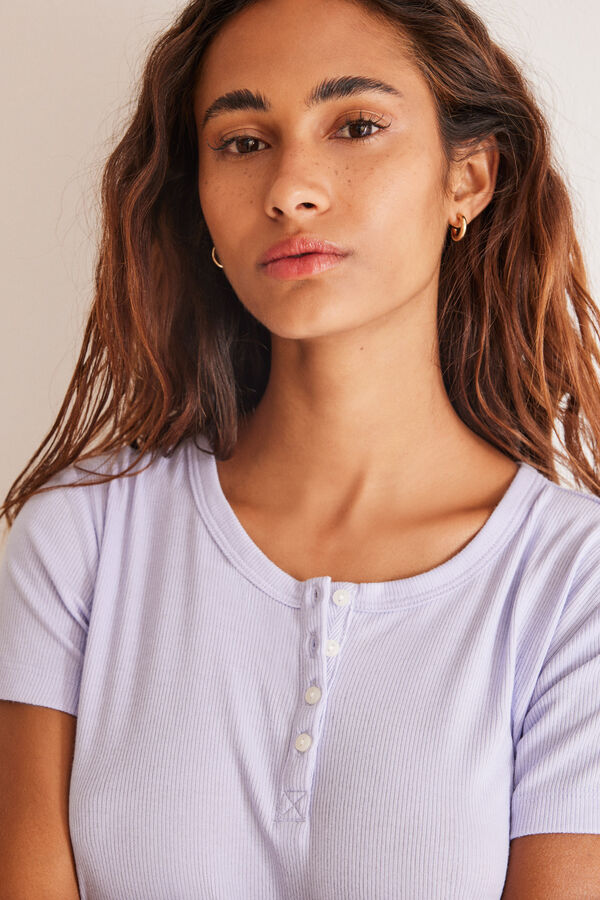 Women'secret Pijama bordado suizo Capri lila morado/lila