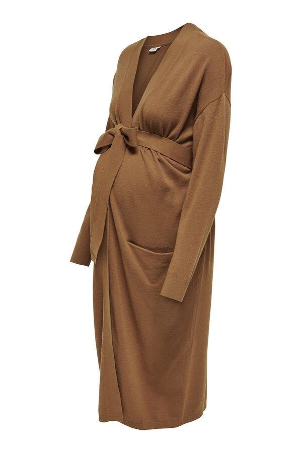 Only Maternity Cárdigan largo de punto maternity beige
