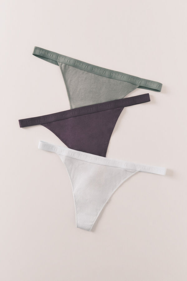 HI&BYE Pack 3 tangas roxo, azul e verde branco