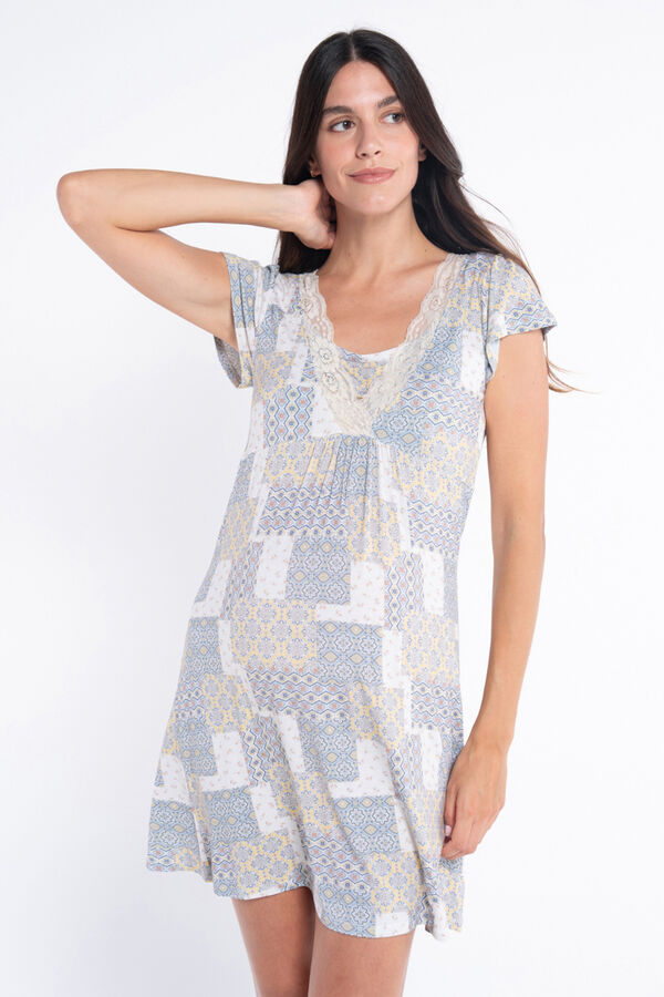 Ohma! Camis&oacute;n lactancia m/c estampado parches blanco