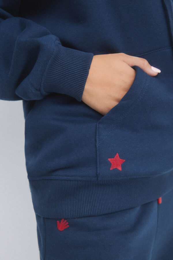 HI&BYE Sudadera capucha felpa azul navy azul