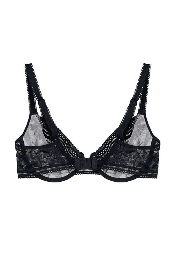 Womensecret Soutien com argolas Marta em renda floral e tule preto