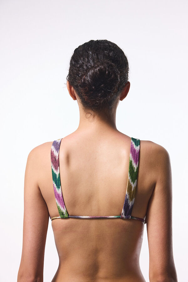 Penti Top de bikini halter sin aro brillo estampado