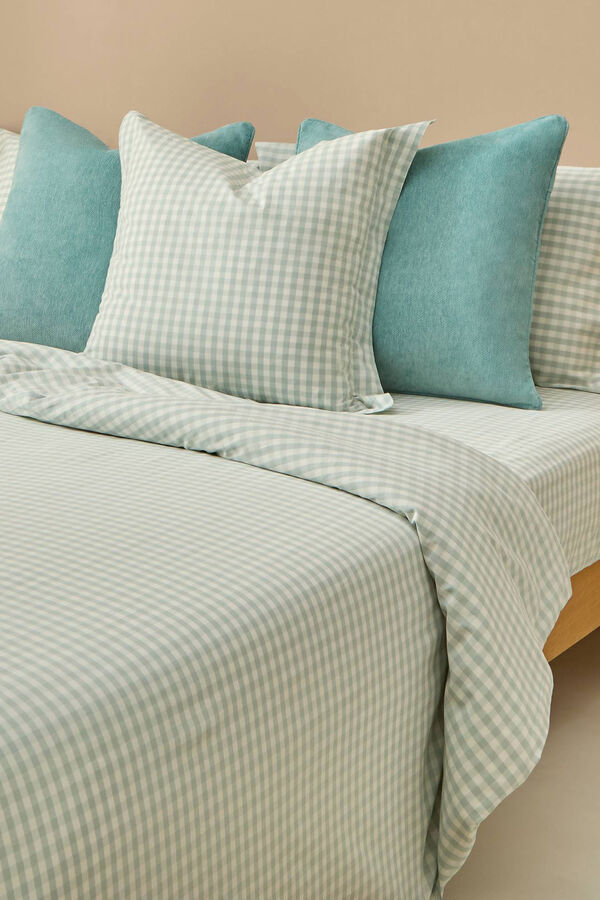 Textura Capa n&oacute;rdica algod&atilde;o quadrados vichy azul