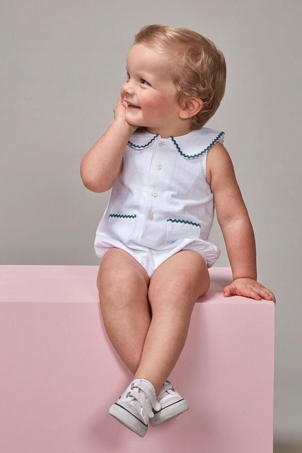 Gocco Ranita blanca con ric rac en contraste blanco blanco