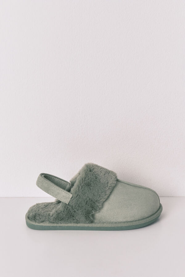 Women'secret Zapatillas casa zueco pelo verde verde