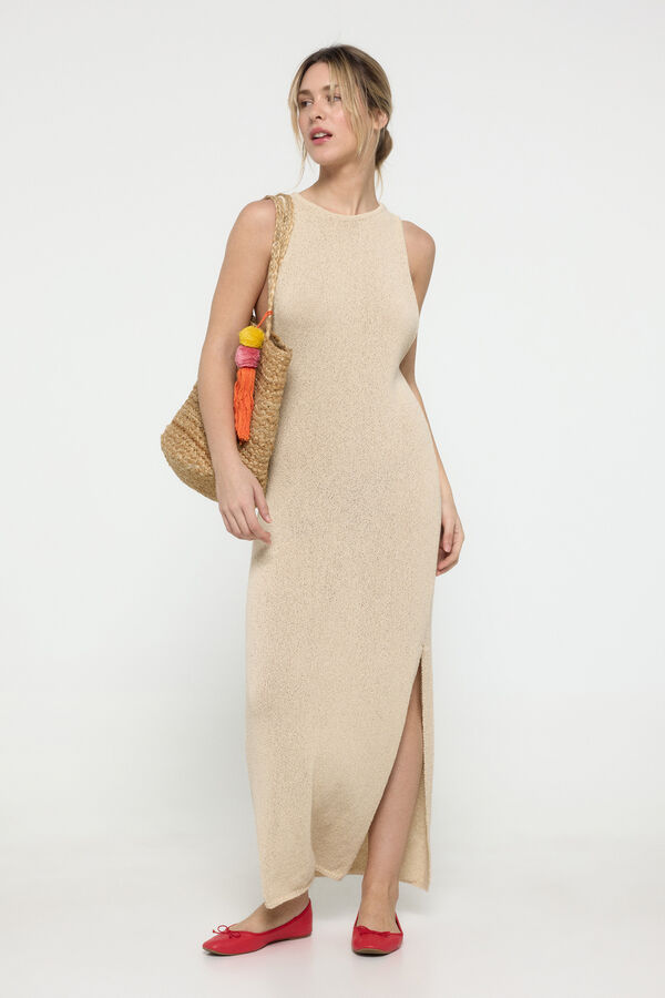 Pieces Vestido largo de punto gris