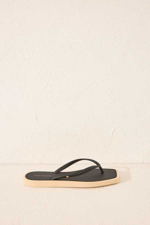 Women'secret Chinelos cobra preta com bico quadrado preto