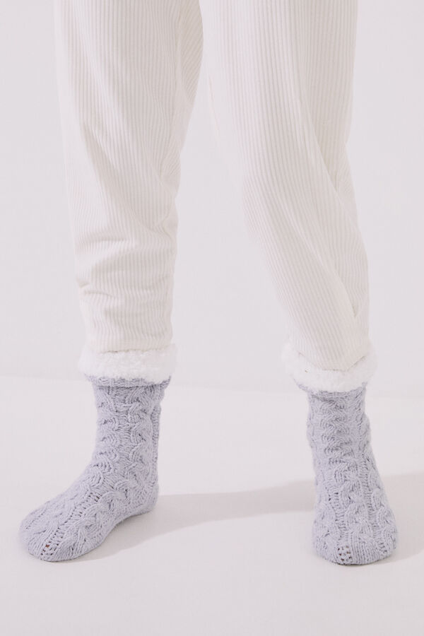 Women'secret Calcetines punto pelo gris azul