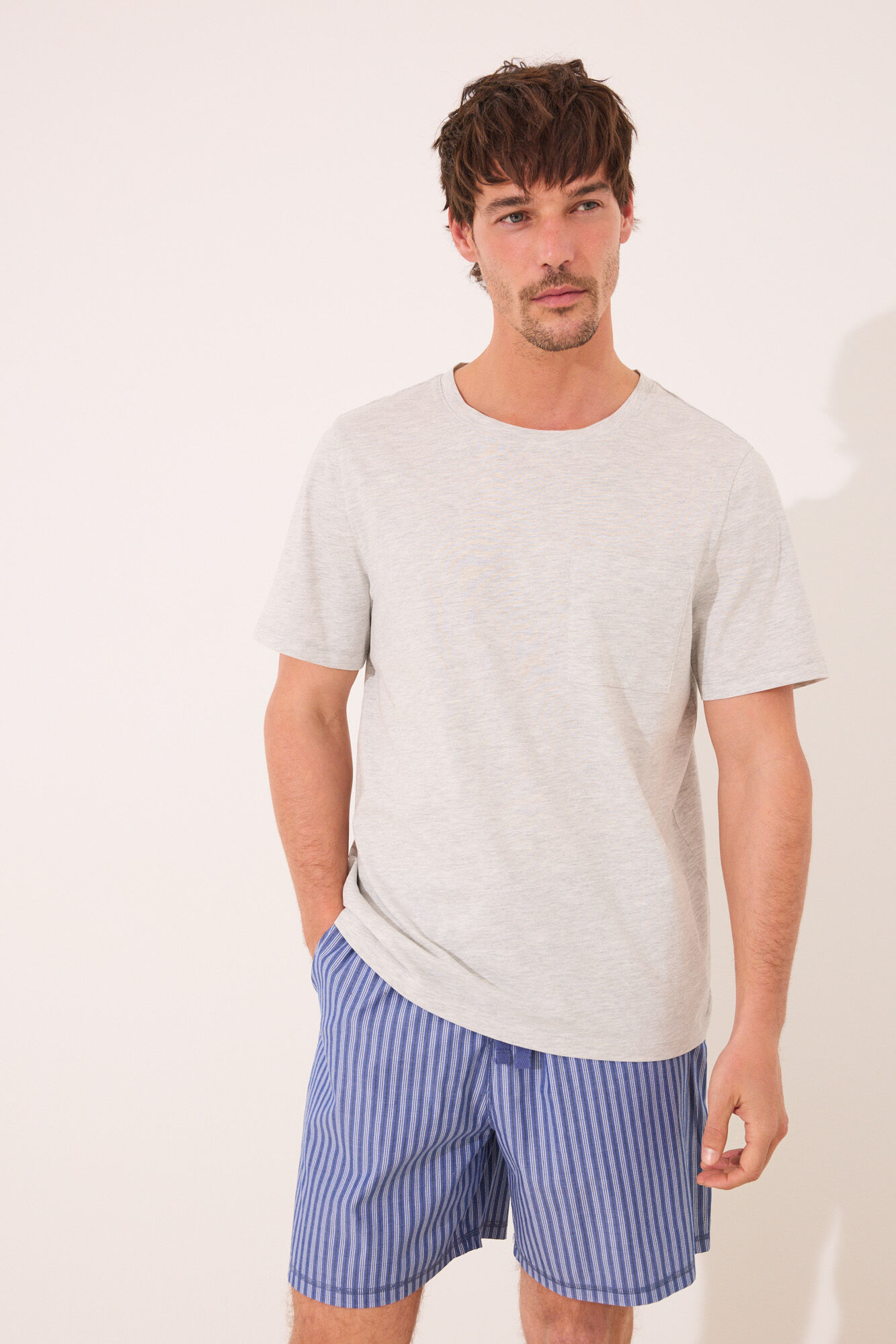 Women'secret Pijama curto de algod&atilde;o cinza escuro