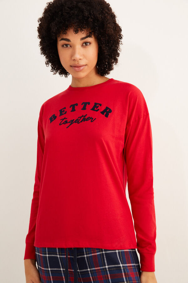 Womensecret Camiseta manga larga Better Together roja rojo